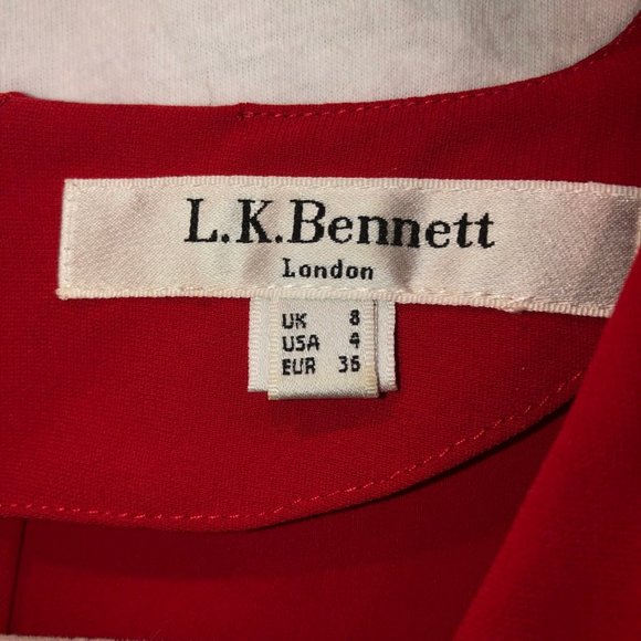 L.K. Bennett red v-neck top 4 EUC - Picture 3 of 4